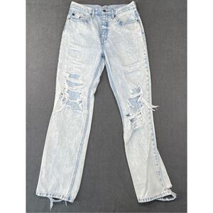KanCan Jeans Thrashed Distressed Mom Jeans Women‎ 7 27 Light Ripped Grunge Denim